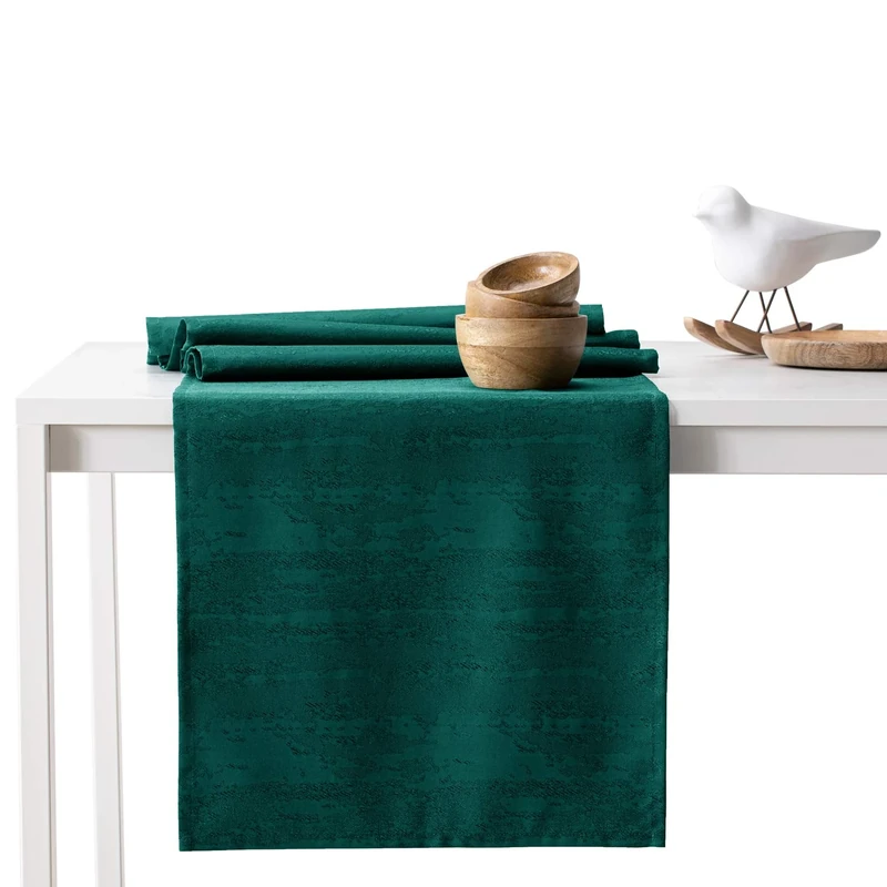 AmeliaHome Table Runner Set 35 x 300 cm and 115 x 300 cm Lotus Effect Water-Repellent Snakeskin Pattern Agate Green Vesta