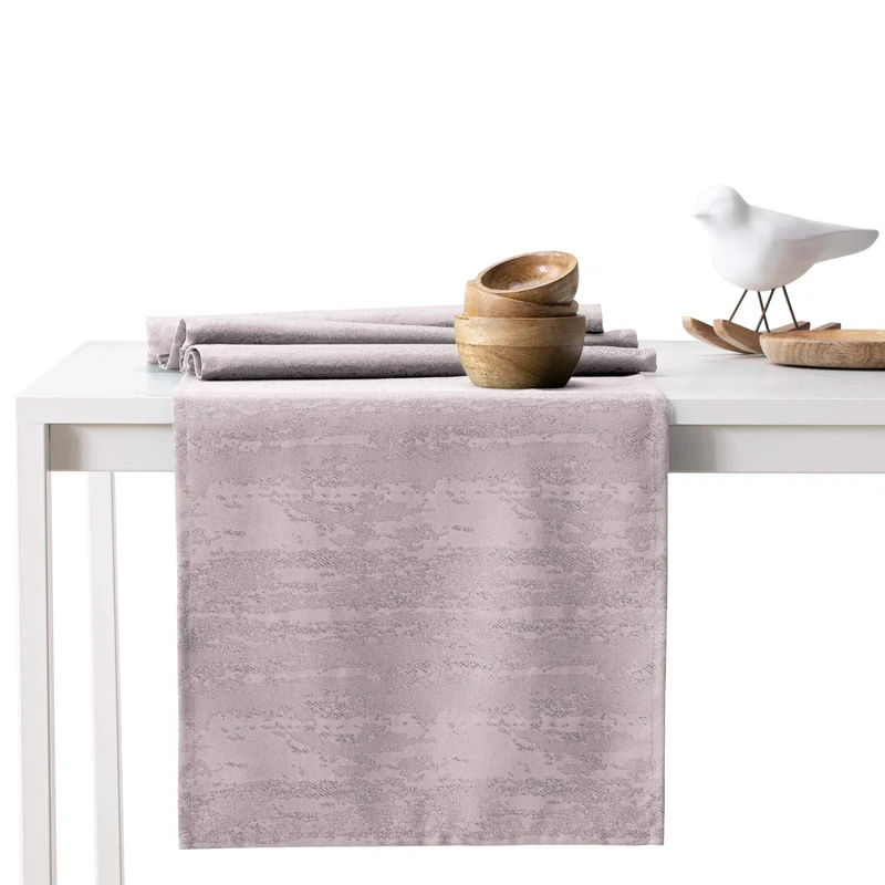 AmeliaHome Table Runner Set 35 x 180 cm and 115 x 180 cm Lotus Effect Water-Repellent Snakeskin Pattern Powder Pink Vesta