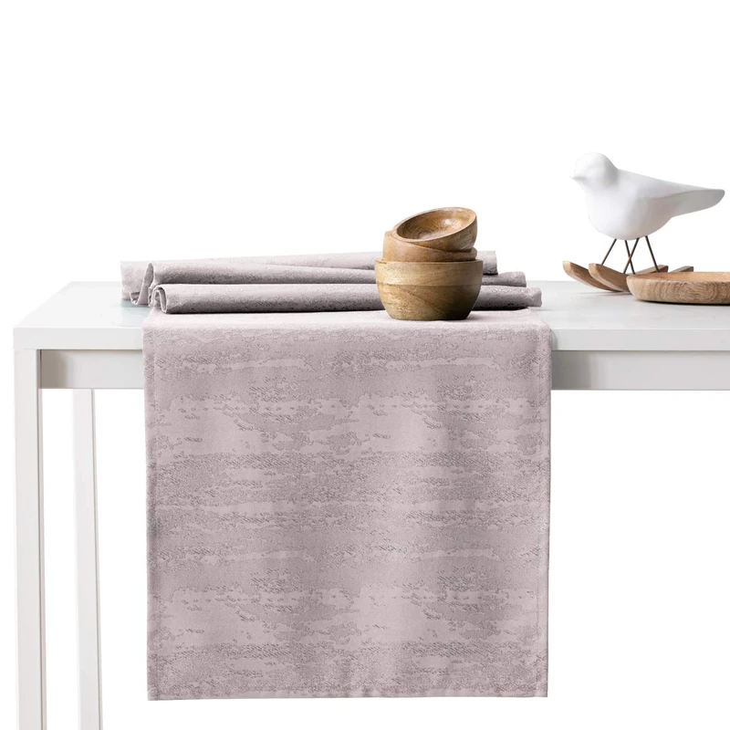 AmeliaHome Table Runner Set 35 x 250 cm and 115 x 250 cm Lotus Effect Water-Repellent Snakeskin Pattern Powder Pink Vesta