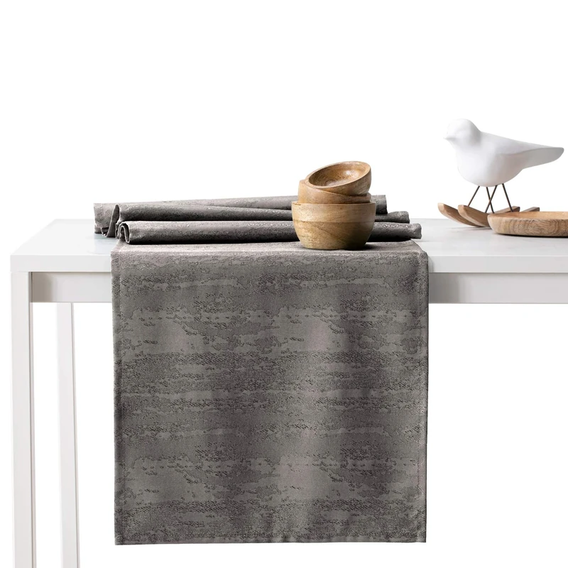 AmeliaHome Table Runner Set 35 x 250 cm and 115 x 250 cm Lotus Effect Water-Repellent Snakeskin Pattern Cocoa Vesta