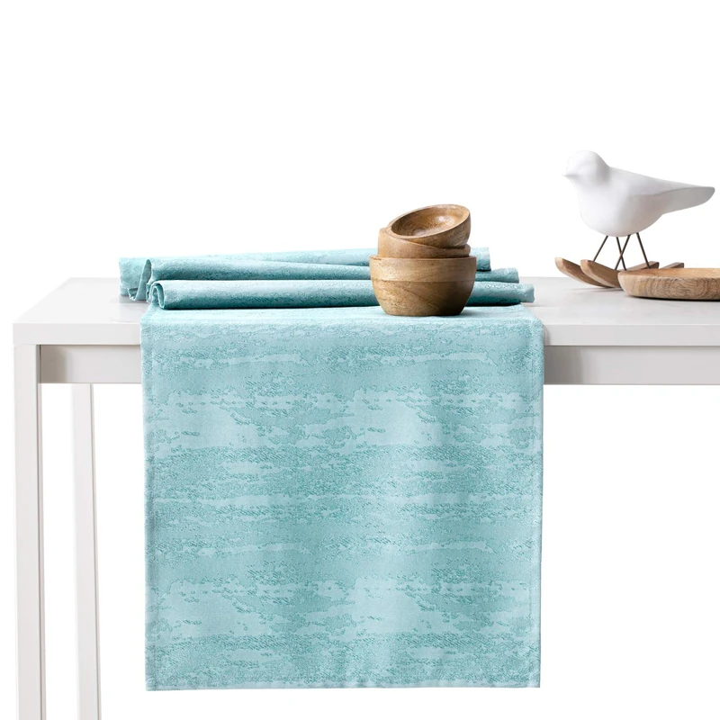 AmeliaHome Table Runner Set 35 x 180 cm and 115 x 180 cm Lotus Effect Water-Repellent Snakeskin Pattern Light Blue Vesta