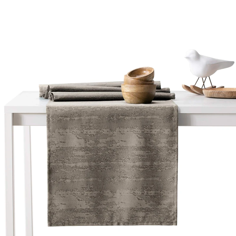 AmeliaHome Table Runner Set 35 x 180 cm and 115 x 180 cm Lotus Effect Water-Repellent Snakeskin Pattern Cappuccino Vesta