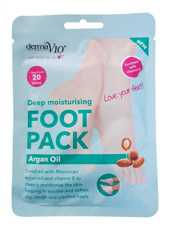 Derma V10 Deep Moisturising Foot Pack with Argan Oil & Vitamin E, 400 g, (pack of 48), FOOTPACKARGAN