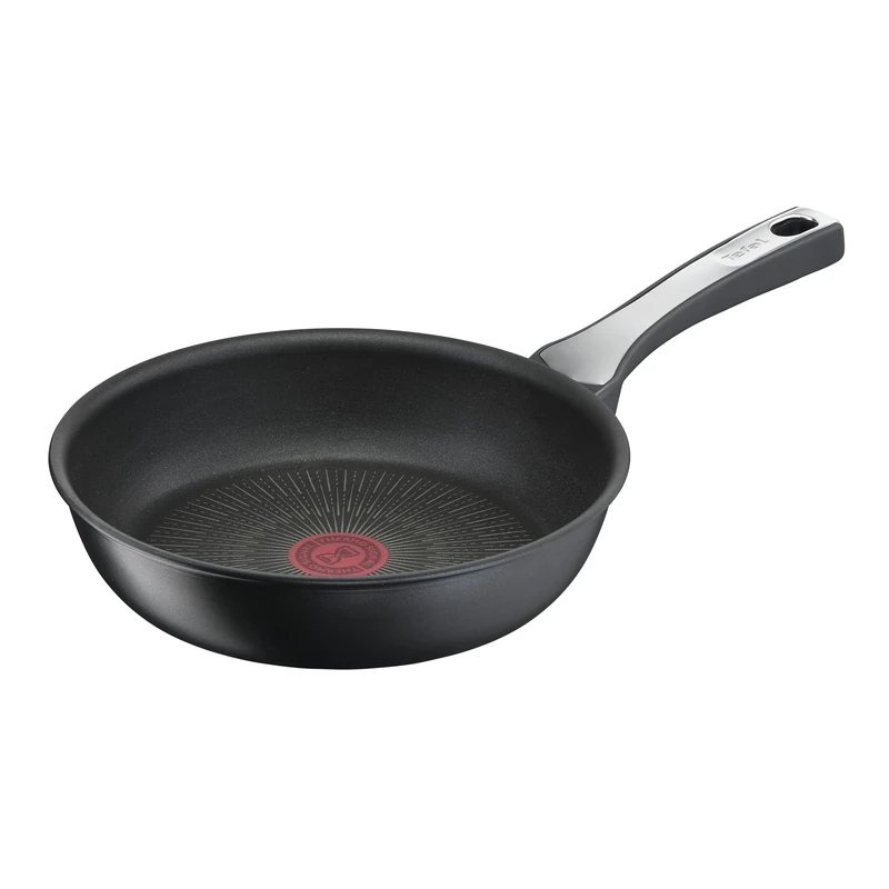 Tefal Unlimited On, Premium Cookware, 24 cm Frying Pan, UK's Long Lasting Non-Stick, Heat Indicator, Induction Hob Compatible, Dishwasher Safe, Aluminium, Black, G25904AZ