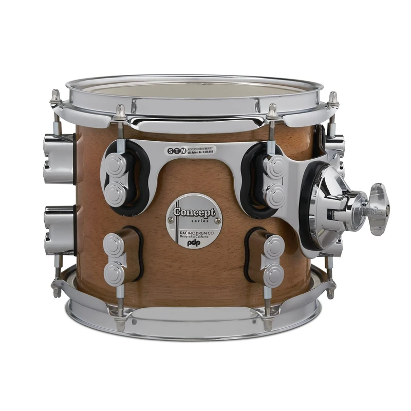 Pacific Drums Concept Maple Series Tom, 8" x 7", Natural Honey Mahogany | Mounted tom with all-Maple shells with an exotic veneer