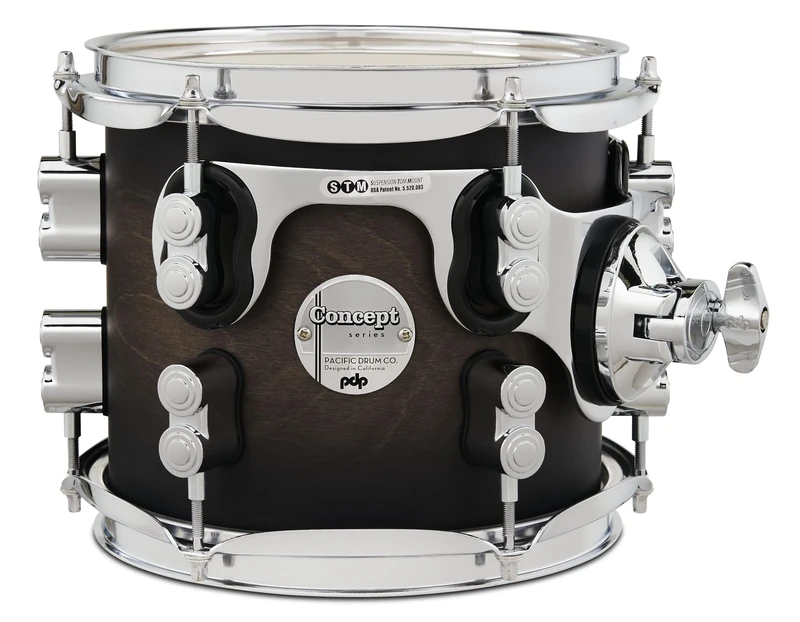 Pacific Drums Concept Maple Tom, 8" x 7", Satin Charcoal Burst Lacquer