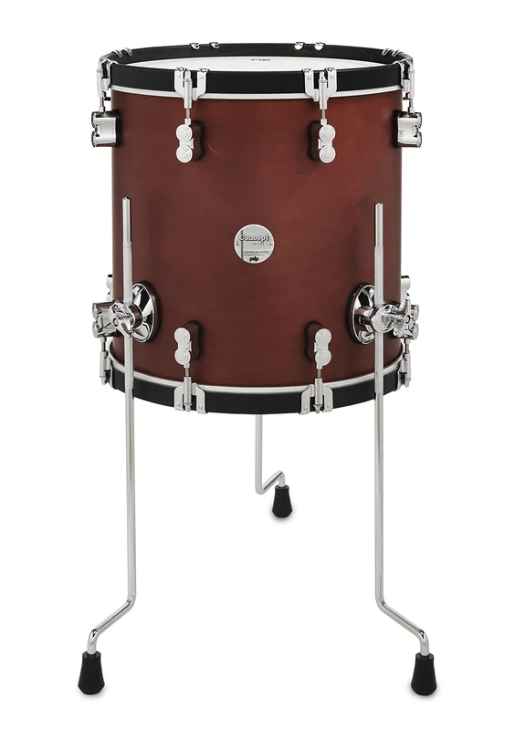 Pacific Drums Concept Classic Floor Tom, 14" x 14", Ox Blood Stain, Ebony Stain Wood Hoops | Features modern and classic looks with Maple shells and counter hoops
