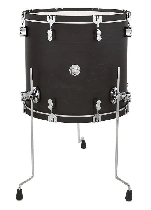 Pacific Drums Concept Classic Floor Tom, 18" x 16", Ebony Stain, Ebony Stain Wood Hoops | Features modern and classic looks with Maple shells and counter hoops.