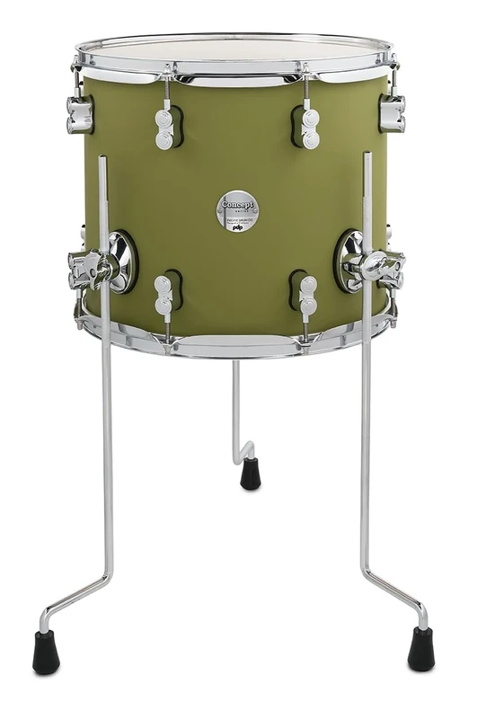 Pacific Drums Concept Maple Floor Tom, 14" x 12", Satin Olive Finish Ply
