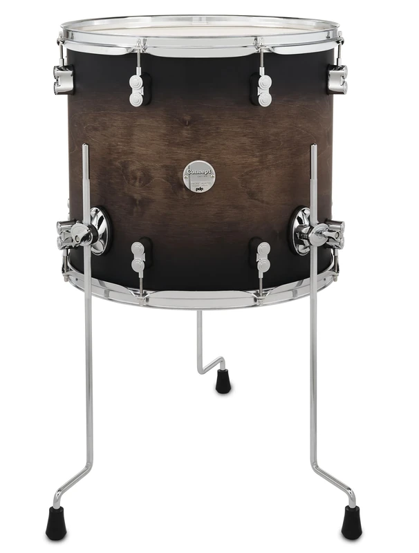 PDP Concept Maple Floor Tom, 16" x 14", Satin Charcoal Burst Lacquer