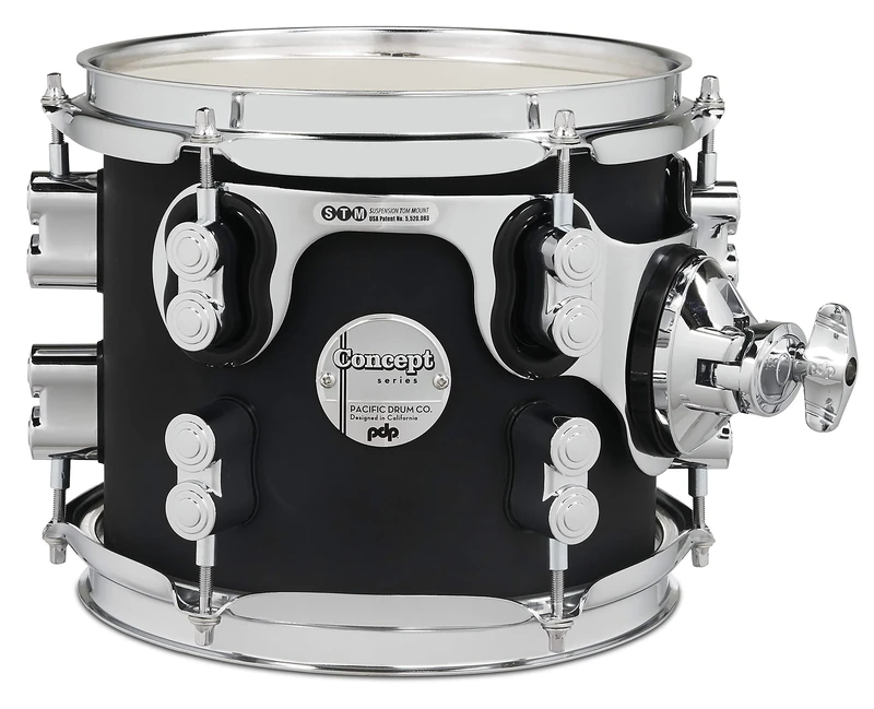 Pacific Drums Concept Maple Tom, 8" x 7", Satin Black Finish Ply