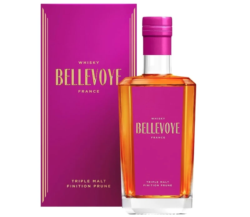 BELLEVOYE - Triple Malt Whisky - French Bellevoye Prune - Two-times gold medal at the Concours Mondial de Bruxelles 2022-40% Alcohol - Origin: 100% France - 70 cl