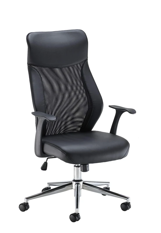 Office Hippo High Back Executive Chair, Lock Tilt Mechanism, Chrome Base, Fixed Arms
