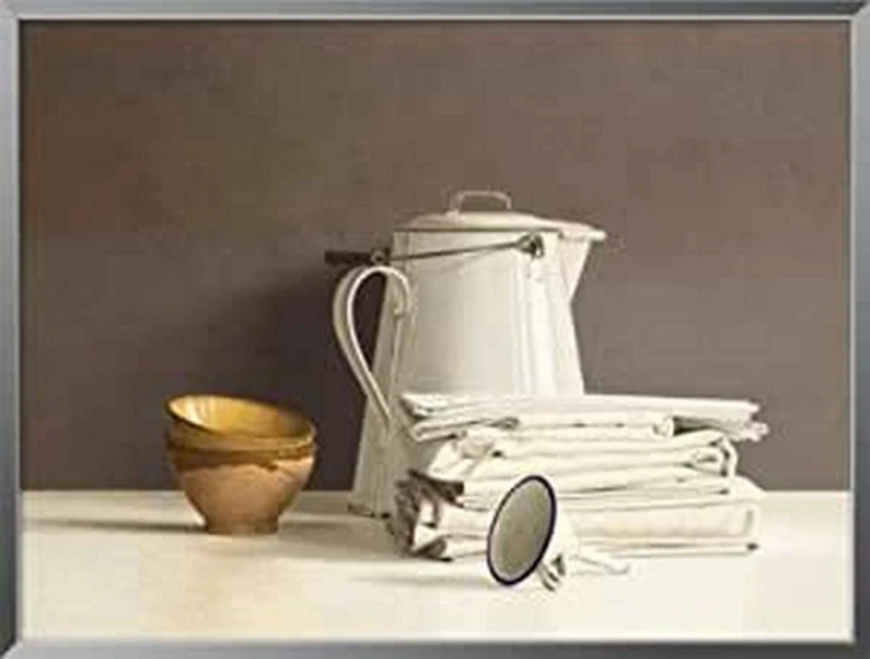 International Graphics - Framed art print - Willem, de Bont - ''White Can and white Cloths''- 41 x 31 cm - Frame Color: Pearl Mercury - Series ATHOS - Image 1