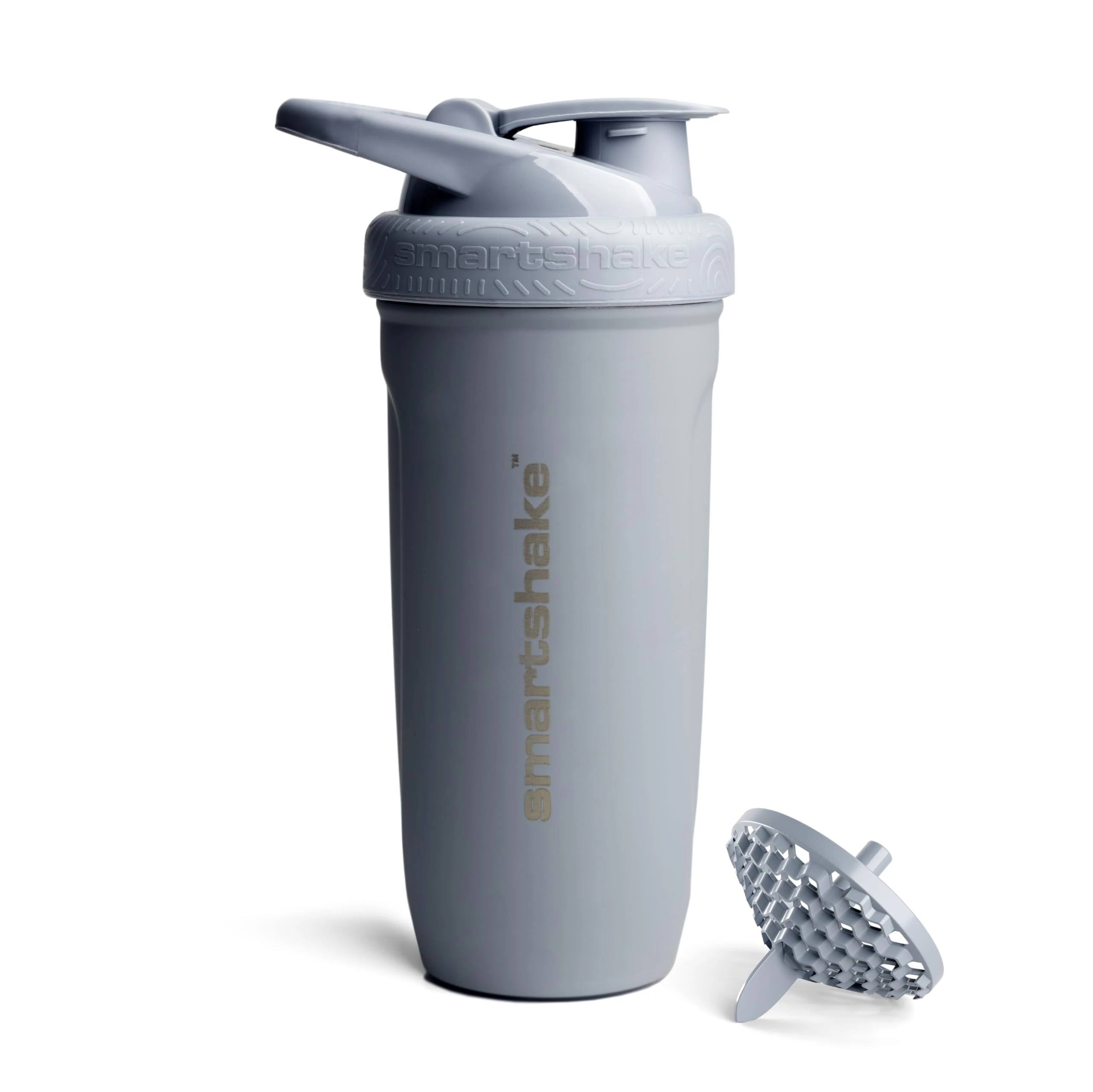 Smartshake Reforce Stainless Steel Protein Shaker Bottle - Non Insulated Unisex Gym Bottle | Metal Shaker Bottles - 900 ml | 30 oz - Leakproof Screw-On Lid - DEHP & BPA Free (Gray)