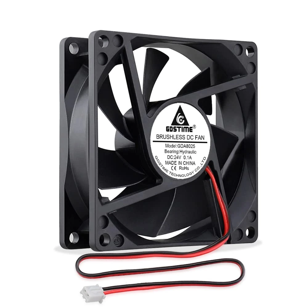 GDSTIME 24V Fan 80mm Case Fan 2 Pin 80 x 25mm 2800 RPM 43.6 CFM 24V DC Brushless Fans for Computer Xbox Game Console Router TV box