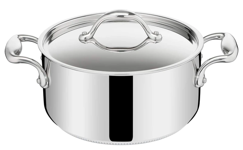 Lagostina Accademia Lagofusion 011116031224 Stainless Steel Cooking Pot 24 cm (5.3 L) with Lid for All Heat Sources Including Induction with Riveted Handle