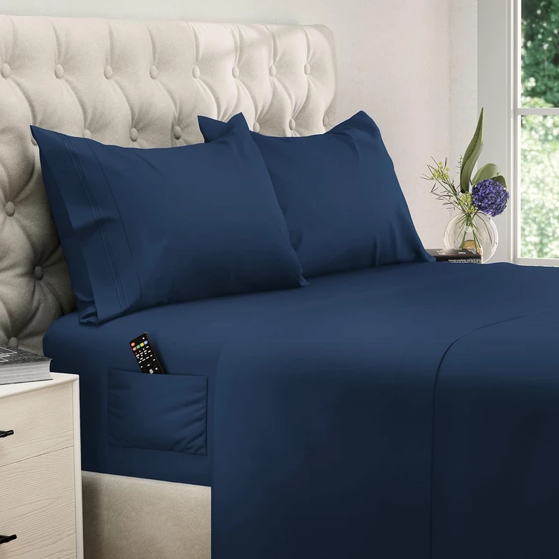King Size Sheets Extra Deep Pockets - Extra Deep Pocket King Sheets 4 Piece Deep Pocket King Bed Sheets King Sheet Set Bedding Sets King Size Bed Sheets King Size Bedding Set King Sheet Navy Blue