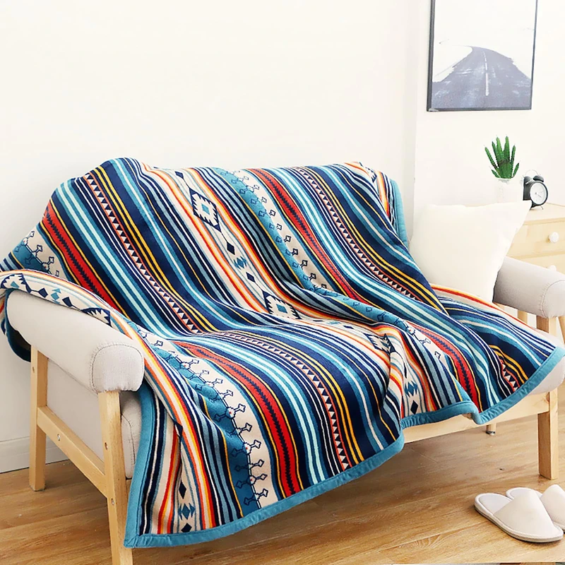 Ukeler Flannel Sherpa Throw 60'' x 80''- Bohemian Soft Plush Flannel Blanket Throws for Bed/Couch/Sofa/Office/Camping