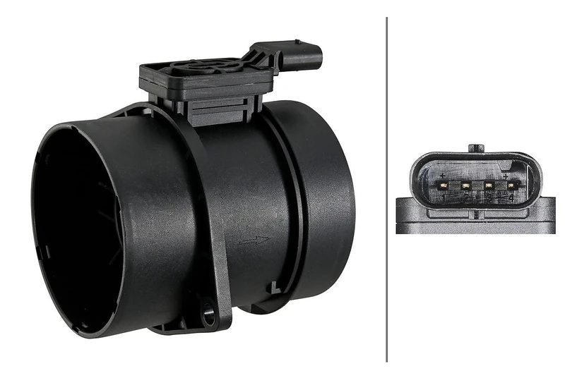 HELLA 8ET 358 095-271 Air Mass Sensor - 4-pin connector - Pipe-neck - with pipe socket