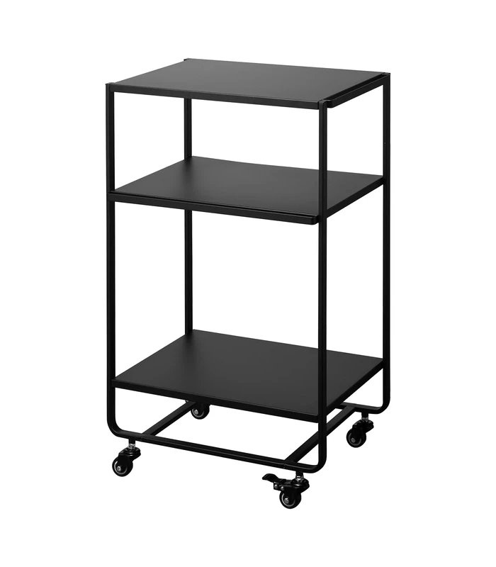 YAMAZAKI 4919 TOWER 3-Tiered Wagon With Handle, black, Steel, Minimalist, 38 x 49 x 81.5 cm