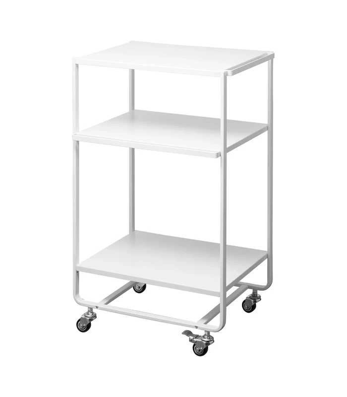 YAMAZAKI 4918 TOWER 3-Tiered Wagon With Handle, white, Steel, Minimalist, 38 x 49 x 81.5 cm