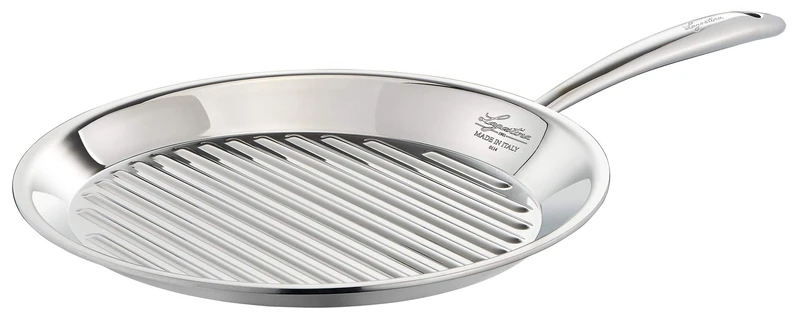 ACCADEMIA LAGOFUSION 011116930128 Grill Pan 28 cm Stainless Steel 18/10 for All Heat Sources Including Induction Italy 25 Year Guarantee