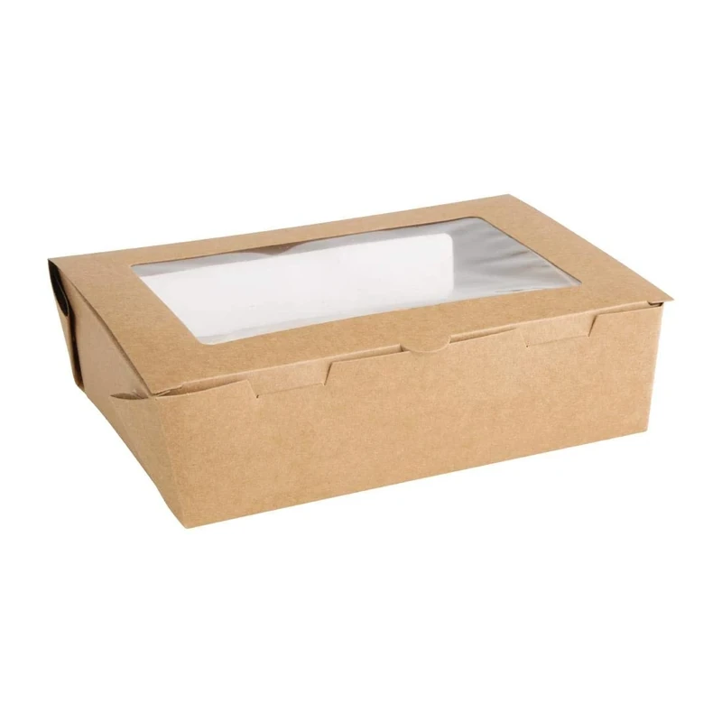 Fiesta Compostable Salad Box with PLA Window - 1600ml (Pack 200)