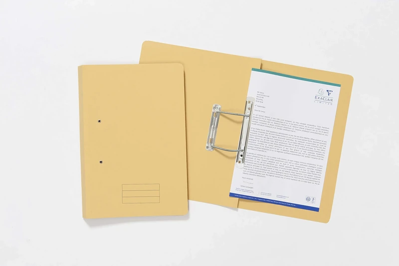 Exacompta - Ref TFM50-YLWZ - Spiral Files for Punched Papers, A4 & Foolscap, 285gsm Medium Weight Premium Manilla, 350mm x 250mm, Metal Spring Mechanism - Yellow, Pack of 50