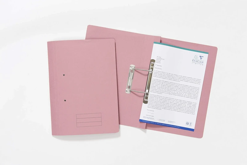 Exacompta - Ref TFM50-PNKZ - Spiral Files for Punched Papers, A4 & Foolscap, 285gsm Medium Weight Premium Manilla, 350mm x 250mm, Metal Spring Mechanism - Pink, Pack of 50