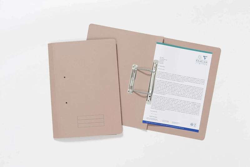 Exacompta - Ref TFM50-BUFZ - Spiral Files for Punched Papers, A4 & Foolscap, 285gsm Medium Weight Premium Manilla, 350mm x 250mm, Metal Spring Mechanism - Buff, Pack of 50