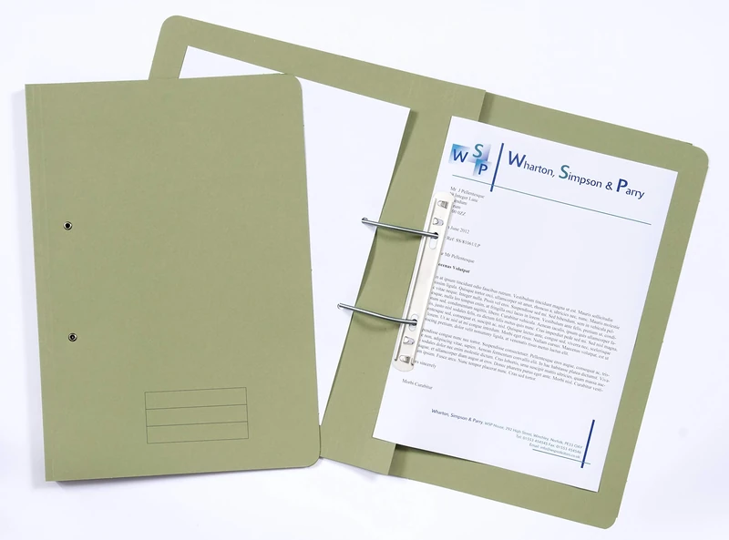 Exacompta - Ref TFM50-GRNZ - Spiral Files for Punched Papers, A4 & Foolscap, 285gsm Medium Weight Premium Manilla, 350mm x 250mm, Metal Spring Mechanism - Green, Pack of 50