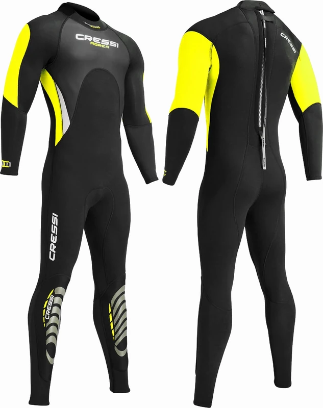 Cressi Men's Morea Man 3mm Premium Neoprene Full Length Wetsuit, Black/Yellow/Silver, XXXL 7 UK