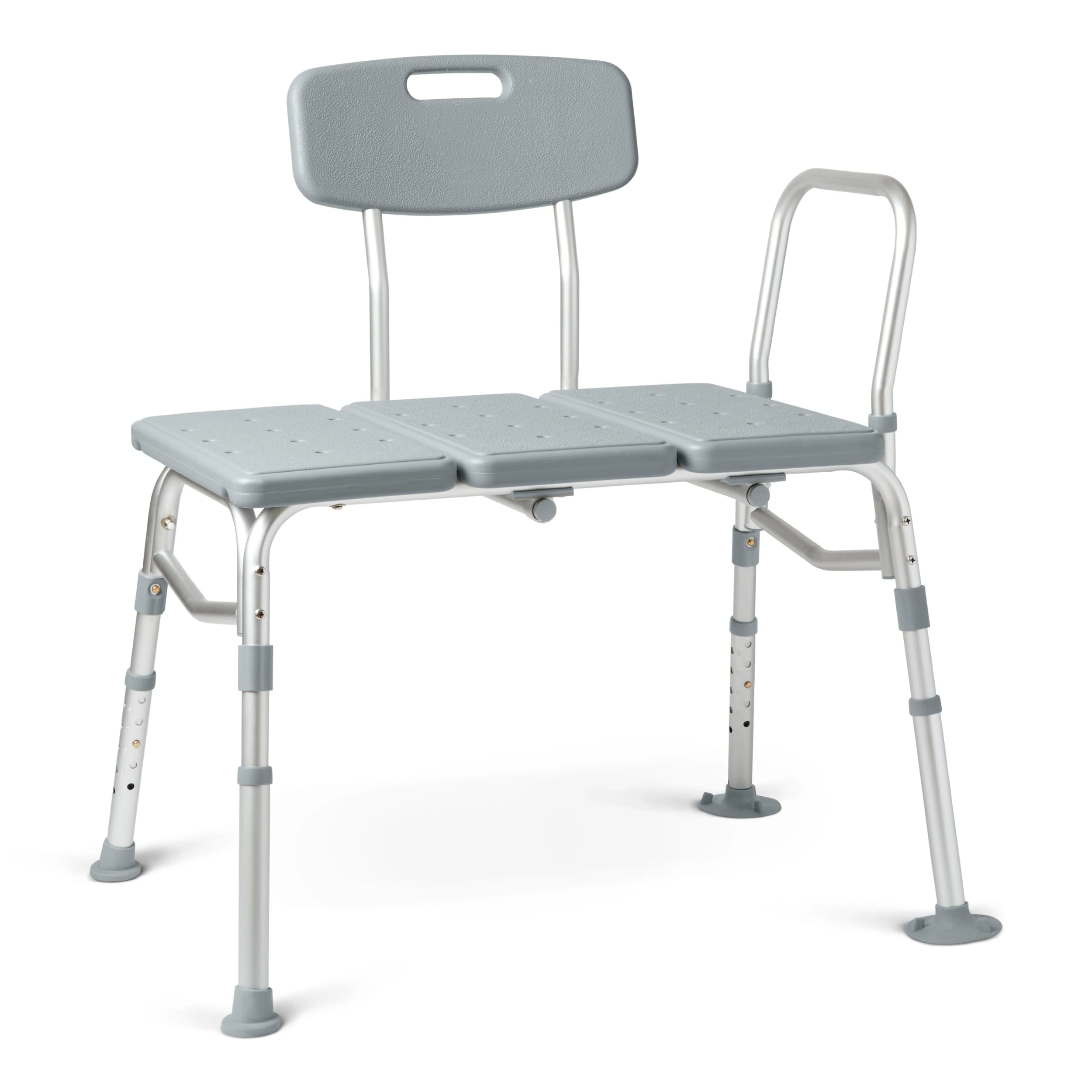 Medline Transfer Bench for Bathtub, for Use as a Bath Chair or Shower Seat, Durable with Height Adjustable Legs, Non-Slip Feet, Gray