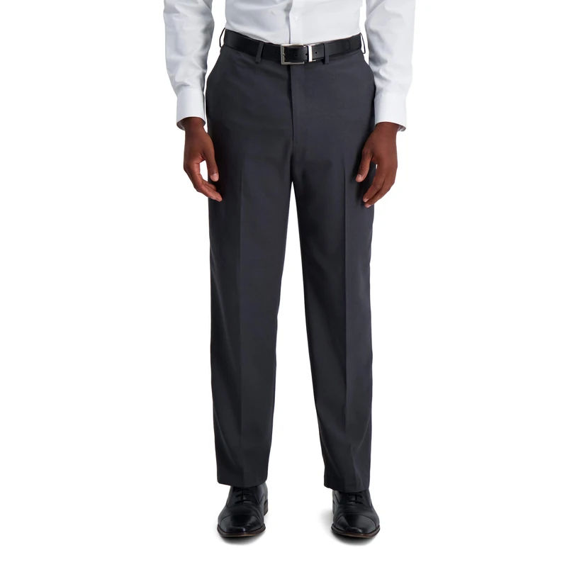 Haggar Men's Premium Comfort Classic Fit Flat Front Dress Pants-Regular and Big & Tall Sizes, Charcoal Grey, 34W x 29L