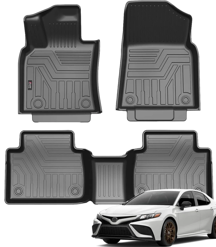 KUST 3D Floor Mats for 2018-2023 Toyota Camry Non-Hybrid and Hybrid All Models All Weather Mat 2 Row Liner Sets Floor Carpet Liner Black