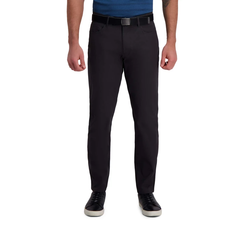 Haggar Men's PLN Textured JCQRD Pant, Lead, 30W x 32L