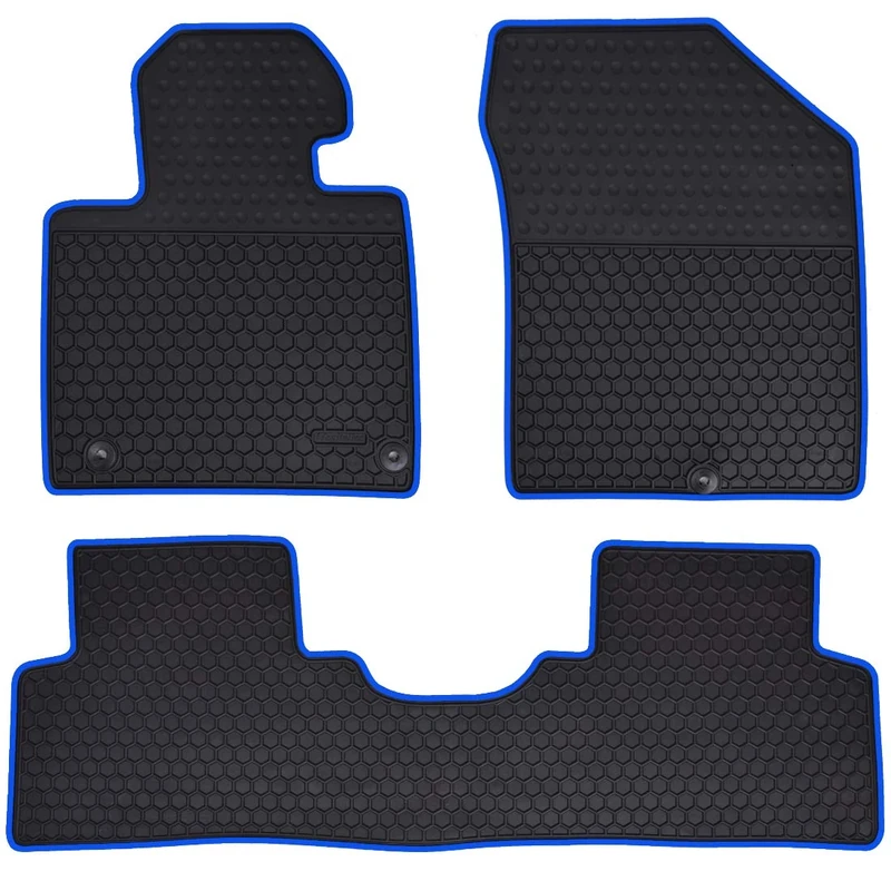 Megiteller Car Floor Mats Custom Fit for Hyundai Santa Fe 2013-2023（2019 2020） Odorless Washable Heavy Duty Rubber (All Weather) Floor Liners Front and Rear Row Set Blue
