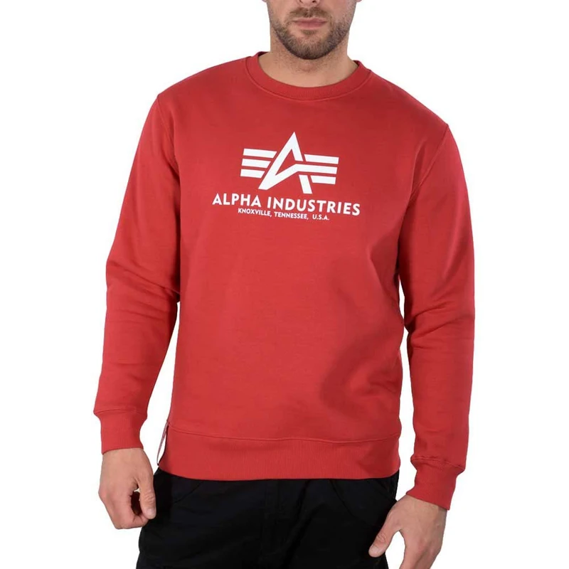 ALPHA INDUSTRIES Men's Basic Sweater Sweatshirt, red/White, XXL