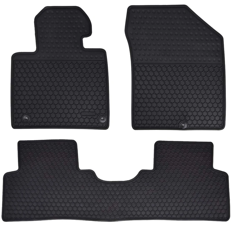 Megiteller Car Floor Mats Custom Fit for Hyundai Santa Fe 2013-2023（2019 2020） Odorless Washable Heavy Duty Rubber (All Weather) Floor Liners Front and Rear Row Set Black