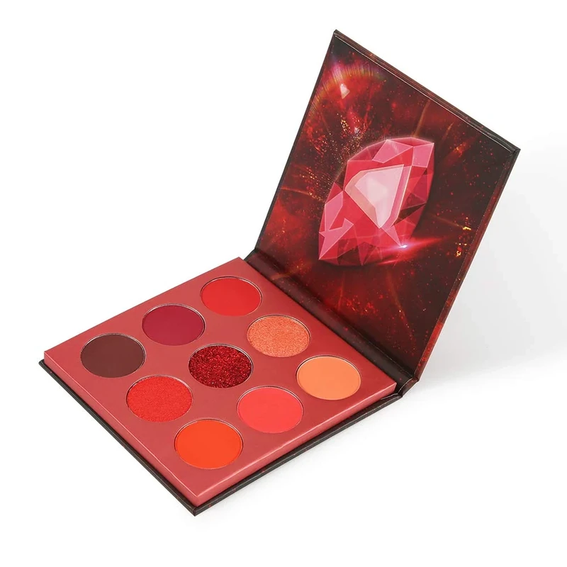 Docolor 9 Colours Red Eyeshadow Palette Shadow Palette Highly Pigmented Mattes Shimmers Nature Smokey Glitter Cream Colorful Powder Waterproof Makeup Palette-Space