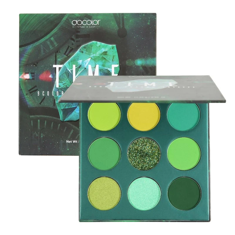 Docolor 9 Colours Green Eyeshadow Palette Shadow Palette Highly Pigmented Mattes Shimmers Nature Smokey Glitter Cream Colorful Powder Waterproof Makeup Palette-Space
