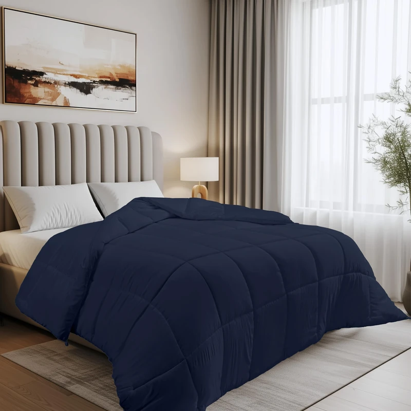 Utopia Bedding Duvet King, 10.5 Tog coverless Duvet with Corner Tabs, Box Stitched Quilt (King, Navy) (Pack of 3)