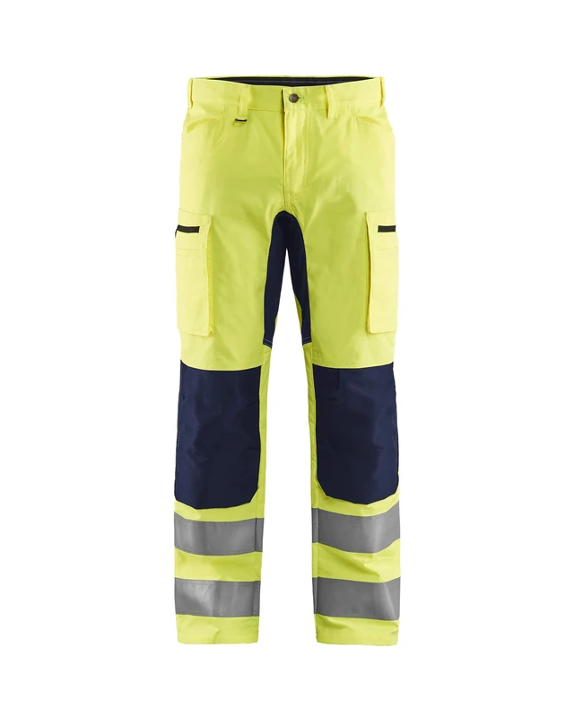 BLÅKLÄDER Hi Vis Trousers Stretch Men 36S Yellow/Navy Blue