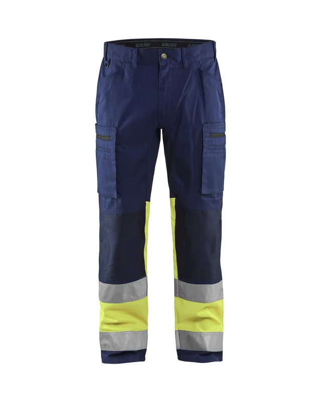 BLÅKLÄDER Hi Vis Trousers Stretch Men 50R Navy Blue/Yellow