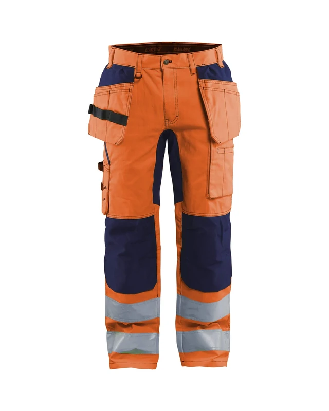 BLÅKLÄDER Hi Vis Trousers Stretch Men 30R Orange/Navy Blue