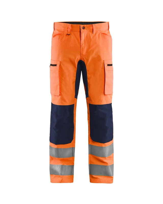 BLÅKLÄDER Hi Vis Trousers Stretch Men 30R Orange/Navy Blue