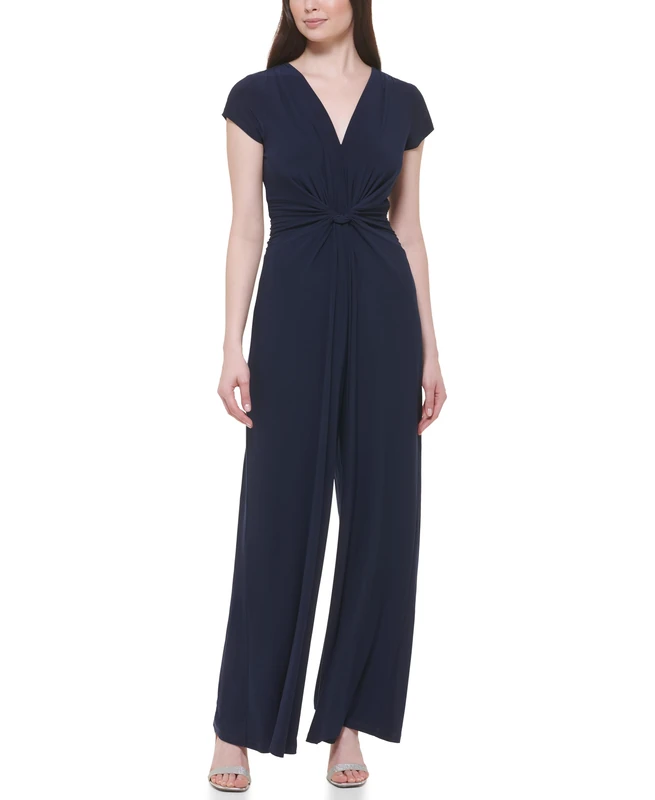 Vince Camuto womensTwist Front Jumpsuit Cap Sleeve Casual Dress - Blue - X-Small