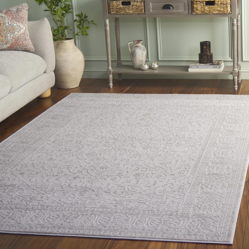 Safavieh Contemporary Rug for Living Room, Dining Room, Bedroom - Reflection Collection, Short Pile, in Cream and Ivory, 183 X 274 cm