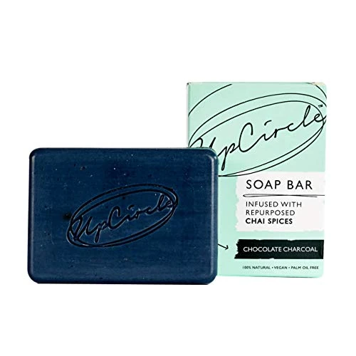 UpCircle Chocolate Charcoal Chai Soap Bar 100g - Certified Organic Vegan Cleanser For Face And Body - Activated Charcoal + Cacao Extract Tightens Pores + Boost Circulation - Palm Oil Free - Image 1